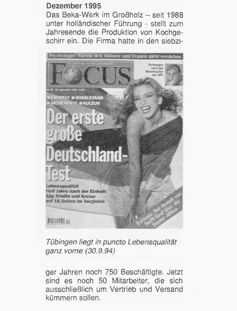 Ausschnitt aus dem Verwaltungsbericht der Stadt Tübingen der Jahre 1991–98.