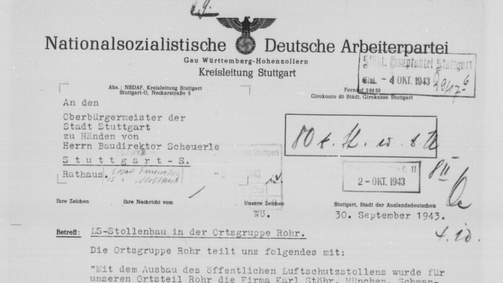 Historisches Dokument zur unterirdischen Anlage